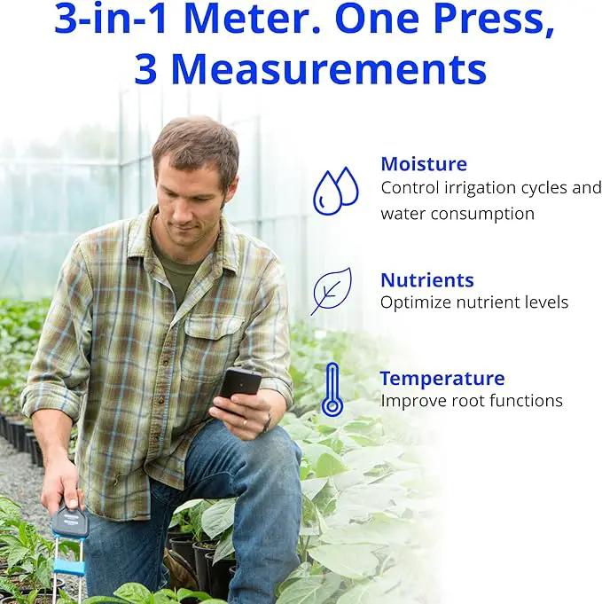 Bluelab Pulse Meter - Handheld Digital Soil Meter Measures Nutrients (TDS), Moisture & Temperature directly from the Root Zone - Grow Healthier Plants with Fast, Accurate Measurements by GreenHaven Gardens