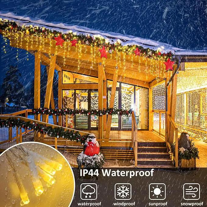Christmas Icicle Lights Outdoor, 640 LED 66FT Icicle Lights for Outside with 8 Modes Timers, Waterproof Plug in Connectable Christmas Light for House Yard Patio Eave Wedding Decorations, Warm White by GreenHaven Gardens