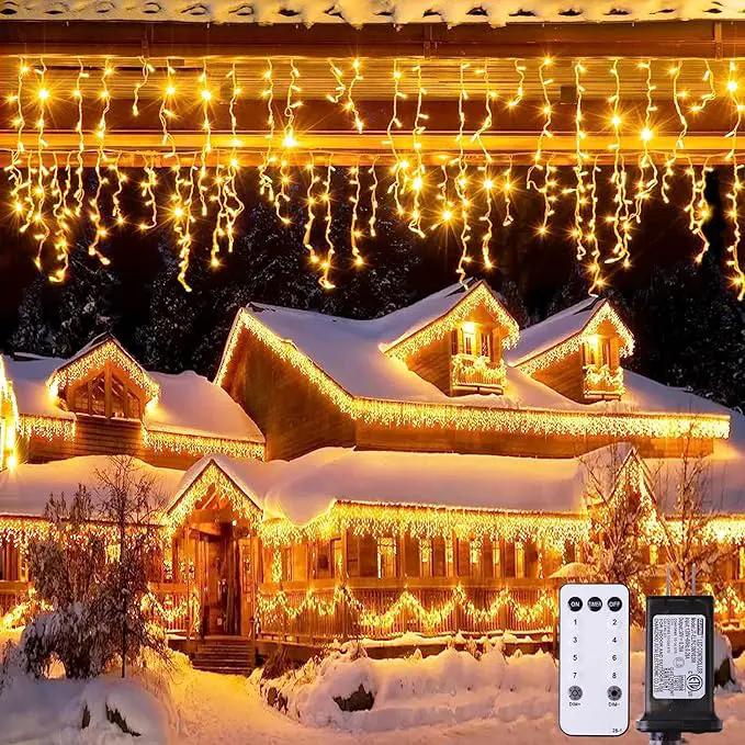 JMEXSUSS 38.8FT Icicle Lights for Outside, 400 LED Icicle Christmas Light Outdoor Indoor Plug in, Warm White Curtain String Lights for Wedding House Patio Party Fireplace Holiday Decorations by GreenHaven Gardens
