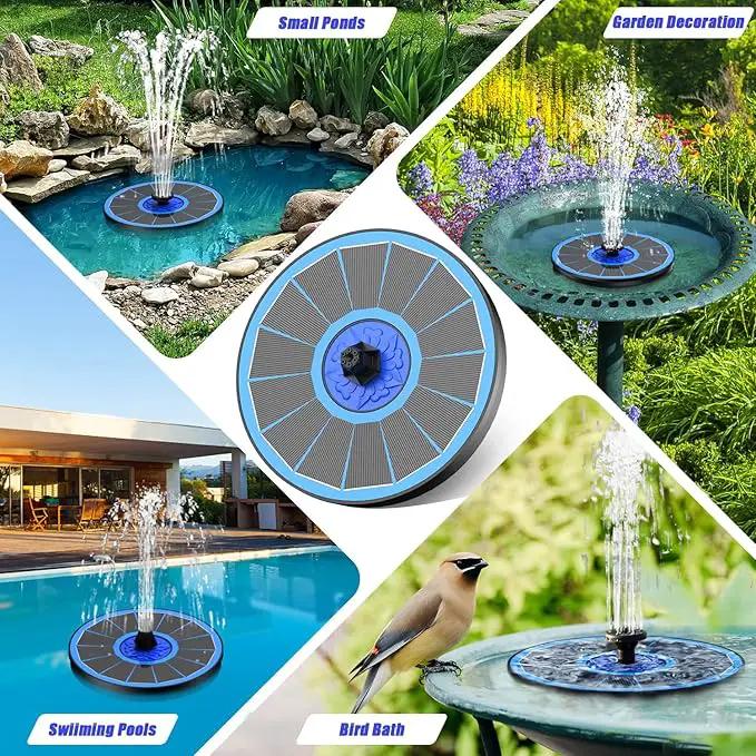 SZMP Solar Fountain Upgrade, 3.5W Solar Powered Bird Bath Fountains with Flower, Outdoor Water Feature Solar Pump with 7-in-1 Nozzles, 4 Fixed Pipes for Humingbirds, Garden, Pool, Pond, and Fish Tank by GreenHaven Gardens