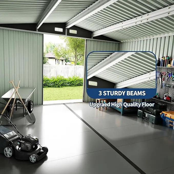 8x10 FT Metal Storage Sheds Outdoor with Floor, Metal Yard Sheds Garden Shed Kit, MetalTool Shed with Lockable Door, Metals UtilitySheds Buildings with Air Vent for Backyard Garden Patio Lawn by GreenHaven Gardens