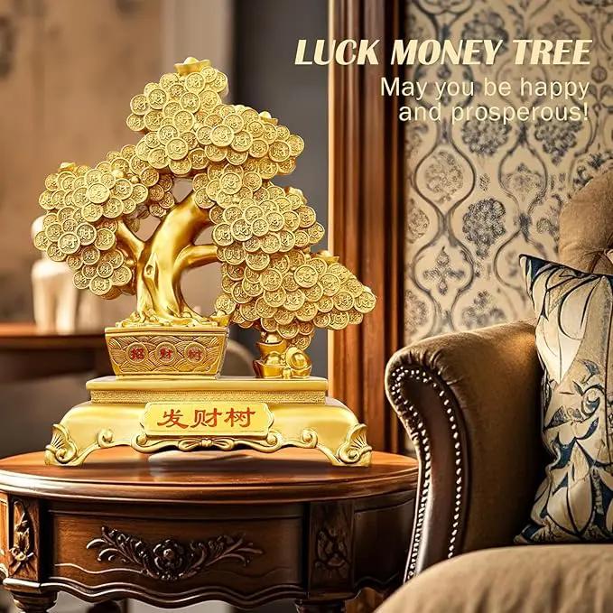 Top Resin Money Tree, Artificial Bonsai Tree - Feng Shui Decor & Gifts for Home, Feng Shui Statue, Chinese New Year Decoration, Chinese Decor & Gifts by GreenHaven Gardens