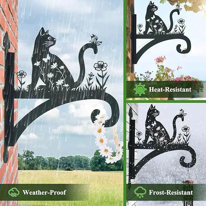 Plant Hangers Outdoor Heavy Duty Iron Decorative Cat Silhouette Plant Hooks for Hanging Baskets 11 inch Hanging Plant Bracket Wall Hooks for Flower Pot Lantern Bird Feeder Wind Chimes by GreenHaven Gardens