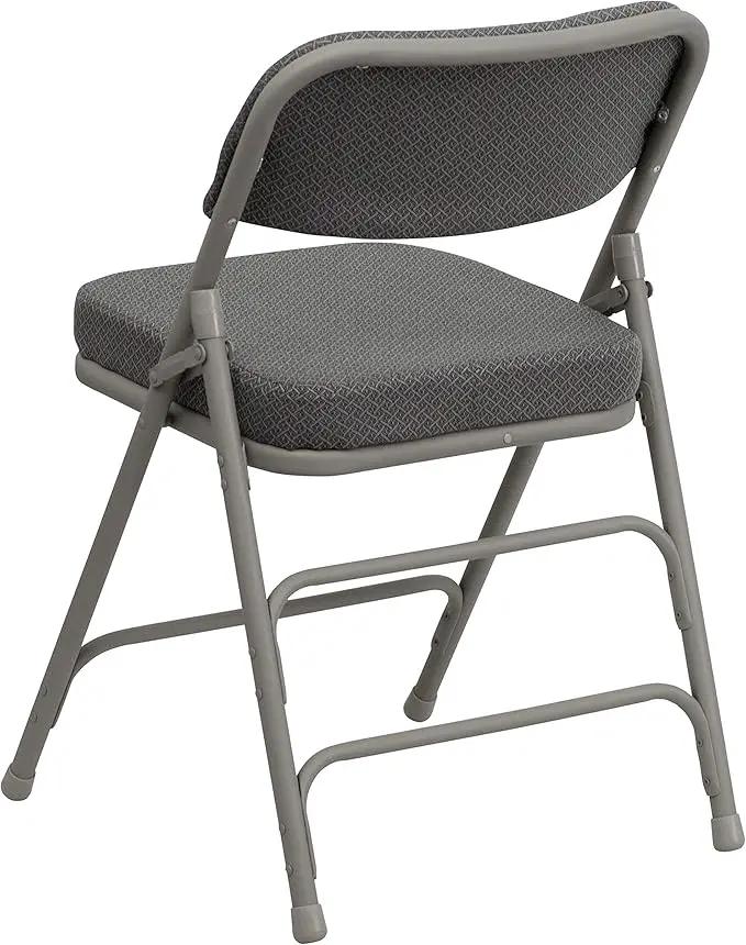 Flash Furniture Hercules Series Metal Folding Chairs with Cushioned Seat, Fabric Upholstered Event Chairs with 300-lb. Static Weight Capacity, Set of 4, Gray by GreenHaven Gardens