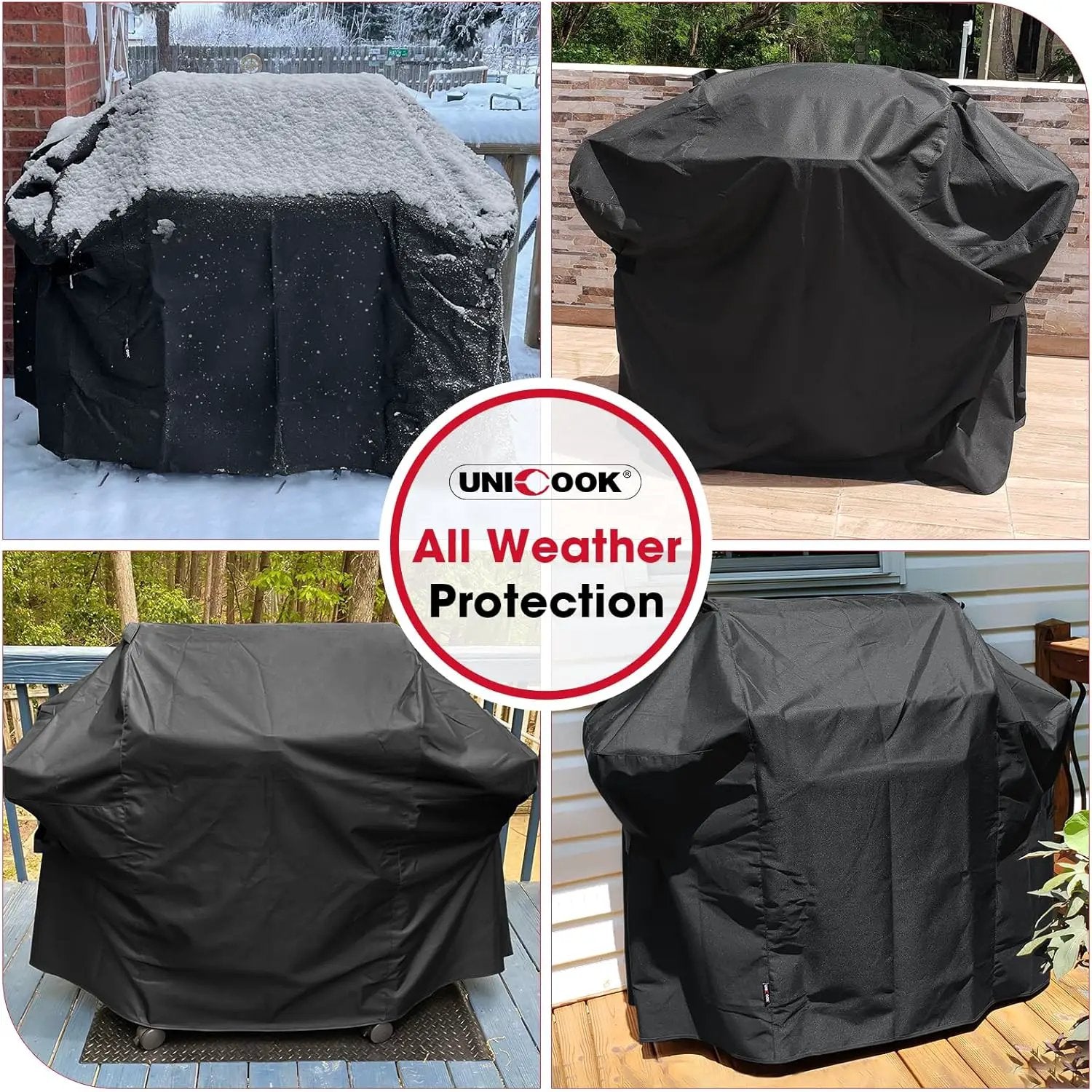 Unicook 58 Inch Grill Cover for Weber Genesis II, LX 300 Series and Genesis 300 Series Gas Grills, Heavy Duty Waterproof Fade Resistant BBQ Cover, All Weather Protection, Compared to Weber 7130 by GreenHaven Gardens