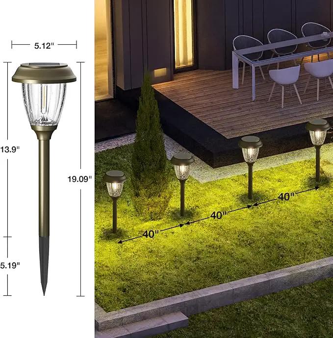 XMCOSY+ Solar Lights Outdoor 10/25 LM LED with 2 Lighting Modes, Solar Garden Lights Glass and Metal, IP65 Waterproof Solar Powered for Yard Pathway Walkway Driveway Patio (6 Pack, Warm White) by GreenHaven Gardens