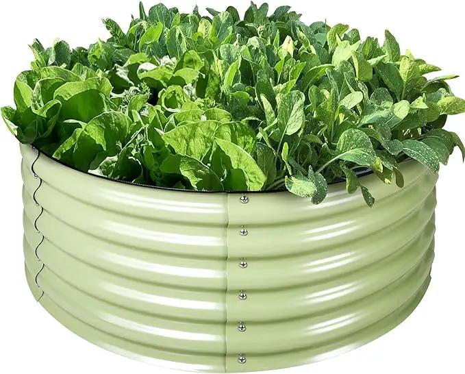 Olle 17" Tall 42" Round Raised Garden Bed Metal Raised Beds for Gardening, Large Planter Box Round Raised Garden Beds Outdoor for Vegetables, Sage Green by GreenHaven Gardens