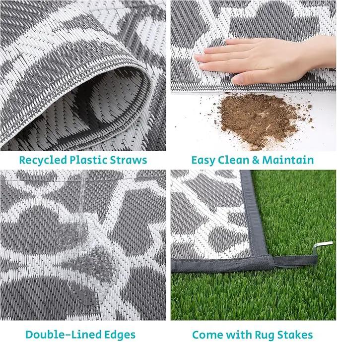 HEBE Outdoor Rug Waterproof 9x18, Plastic Straw Rug Camping Rug, Reversible Outdoor Patio Rugs RV Mat Clearance, Indoor Outside Floor Carpet for Porch,Deck,Camper,Balcony,Backyard by GreenHaven Gardens