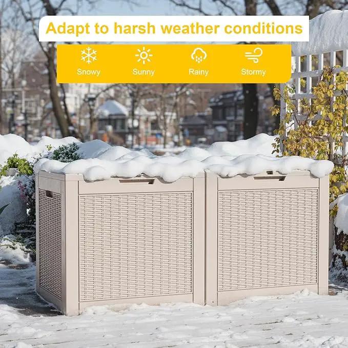 DRATO 31 Gallon Deck Box, Outdoor Storage Box for Patio Cushion, Sports Equipment, Garden Tools, Waterproof Resin Storage Box (Light Brown) by GreenHaven Gardens