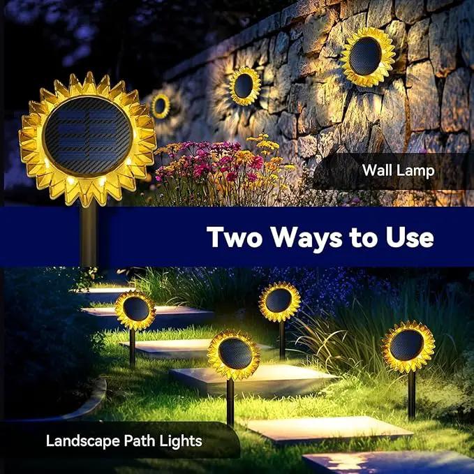 Hogni 6PK Solar Garden Lights, Ground Stake/Hang 2 in 1 Solar Sunflowers Outdoor Waterproof IP67, Outdoor Decor for Pathway Walkway Landscape Backyard Fence Decoration by GreenHaven Gardens