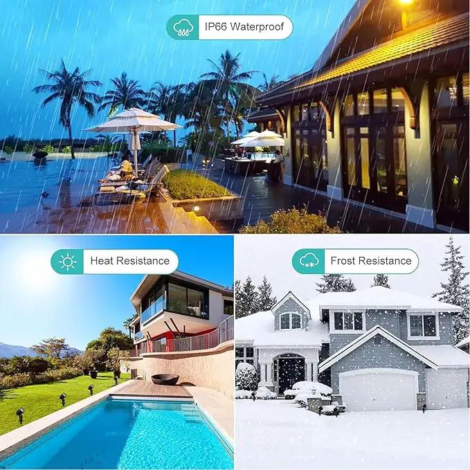 CLY Solar Landscape Spotlights, Solar Landscape Lights Outdoor IP66 Waterproof, Remote Control 2Modes 3Brightness Adjustable 2700-6500K Auto On/Off 14M Cable for Garden Pathway Trees Flag 4 in 1 by GreenHaven Gardens