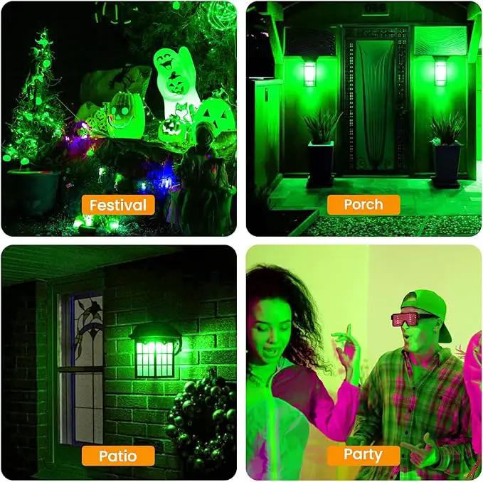 Hompavo 【Upgraded LED Flame Light Bulbs, 3 Modes Flickering Light Bulbs, E12 Chandelier Base Candle Fire Light Bulb for Halloween Christmas Party Porch Indoor & Outdoor Home Decoration, Green 6 Pack by GreenHaven Gardens