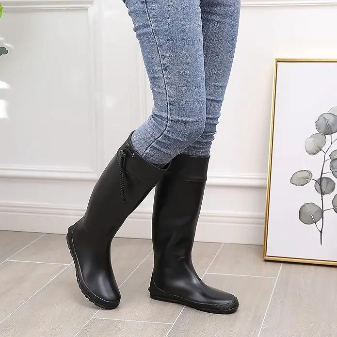 Asgard Packable Tall Rain Boots for Women Waterproof Rubber Garden Boots Ultra Lightweight Flat Mud Boots- NOT FOR WIDE CALF by GreenHaven Gardens