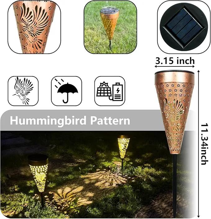 2-Pack Hummingbird Outdoor Solar Pathway Lights, Metal Garden Path Decorations, Waterproof Landscape Lighting for Yard, Lawn, Walkway – Gifts for Women, Mom, Grandma by GreenHaven Gardens