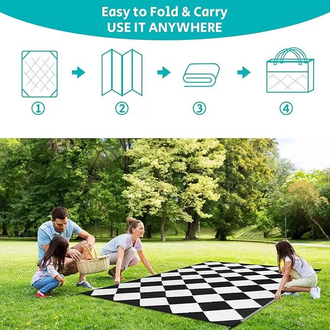 HEBE Outdoor Rug Waterproof 9x12, Reversible Plastic Straw Rug RV Camping Rug, Indoor Outdoor Patio Mat Clearance, Outside Carpet for Porch,Deck,Camper,Balcony,Backyard,Picnic by GreenHaven Gardens