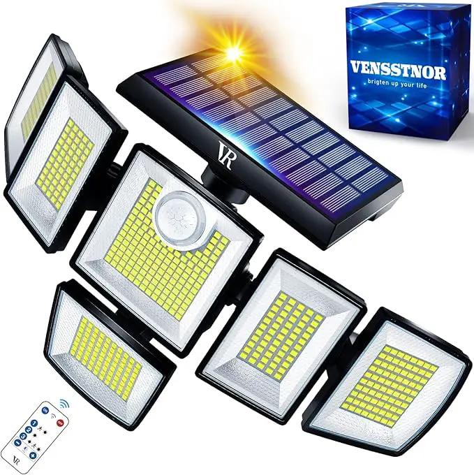 Solar Motion Sensor Flood Lights Outdoor - 496LEDs 3500LM 3 Lighting Modes 3 Levels Brightness, 6 Heads 360° Illumination, IP65 Waterproof Solar Security Lights,for Porch Yard Patio Garage by GreenHaven Gardens