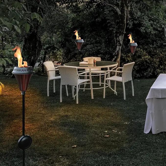 Garden Torch Large Flame - Deco Home Garden Torch Set of 2 | Citronella Garden Outdoor/Patio Outdoor Lighting Torch for Party Patio Pathway with Spikes and Deck Clamp | Caramel Black by GreenHaven Gardens