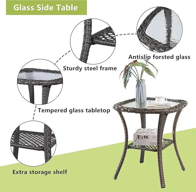 Outdoor Wicker Patio Furniture Set - 6 Piece Rattan Patio Conversation Set with 2 Rocking Swivel Chairs,2 Ottomans,1 Loveseat and 1 Side Table for Porch Deck Backyard Garden(Mixed Grey/Grey) by GreenHaven Gardens
