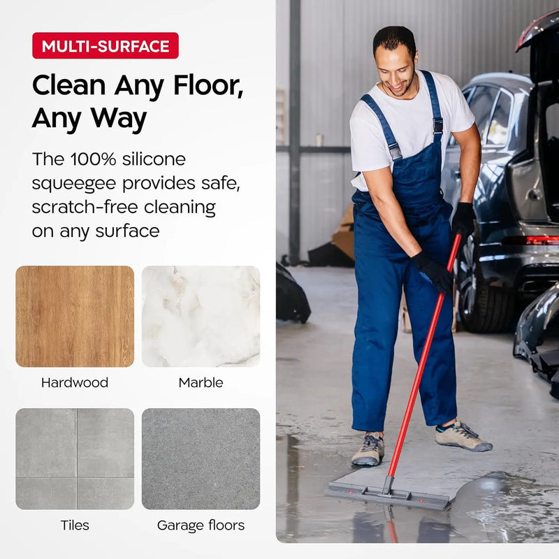 Tyroler MoppyShmoppy 2-in-1 Heavy Duty Floor Squeegee for Concrete Floors & Microfiber Mop 16.5" | Squeegee for Floor with 55" 4-Part Handle | Squeegees Mop | Squeegees Broom for Floors by GreenHaven Gardens