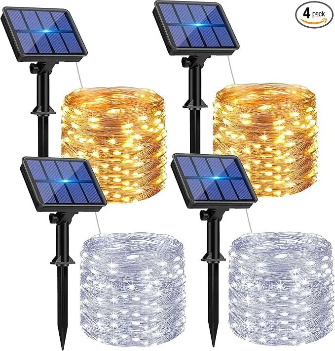 4 Pack Solar String Lights Outdoor - 320LED 132FT Solar Fairy Lights Outside Waterproof 8 Modes, Copper Wire Solar Powered Twinkling Lights for Tree Garden Patio Christmas Wedding Party Decorations by GreenHaven Gardens