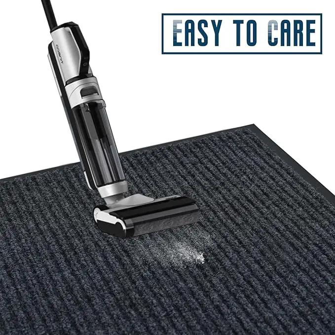 fani Heavy Duty Large Outdoor Indoor Entrance Black Doormat Waterproof Low Profile Entrance Rug Front Door Mat Patio Anti-Skid Rubber Back, 48x120 inch (Gray)