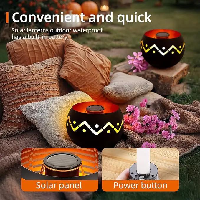 Outdoor Waterproof Lantern, High-Quality Flame Solar-Powered LED Light, Perfect for Gardens, Patios, Deck, Desktops, Pathways, Landscapes, and Lawns Decorations. (L24018) by GreenHaven Gardens