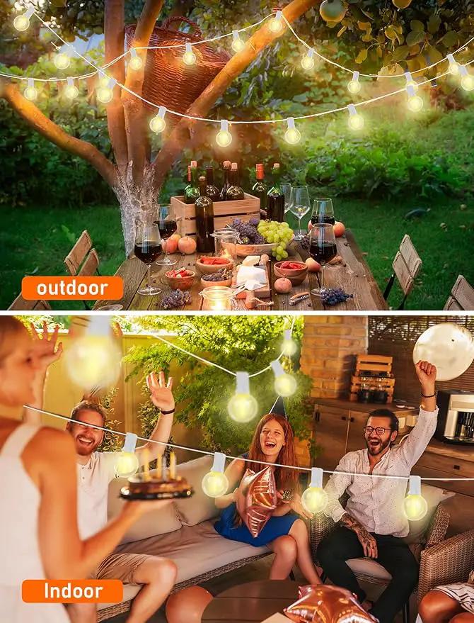 25Ft LED String Lights Outdoor, G40 Globe Patio Lights with 27 Shatterproof LED Bulbs, Waterproof Dimmable Hanging Light for Patio Wedding Bistro Party Yard Decor, E12 Socket Base, White Wire by GreenHaven Gardens