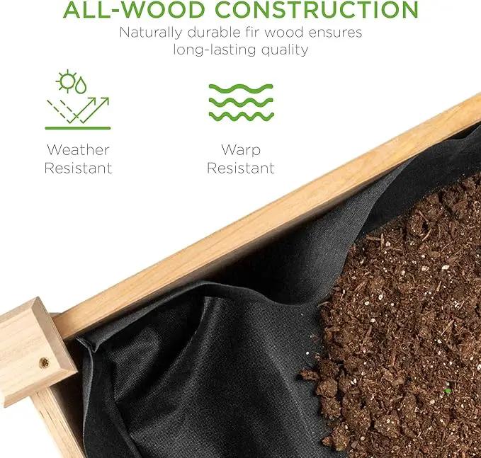 Best Choice Products 48x24x30in Raised Garden Bed, Elevated Wood Planter Box Stand for Backyard, Patio, Balcony w/Bed Liner, 200lb Capacity - Natural by GreenHaven Gardens