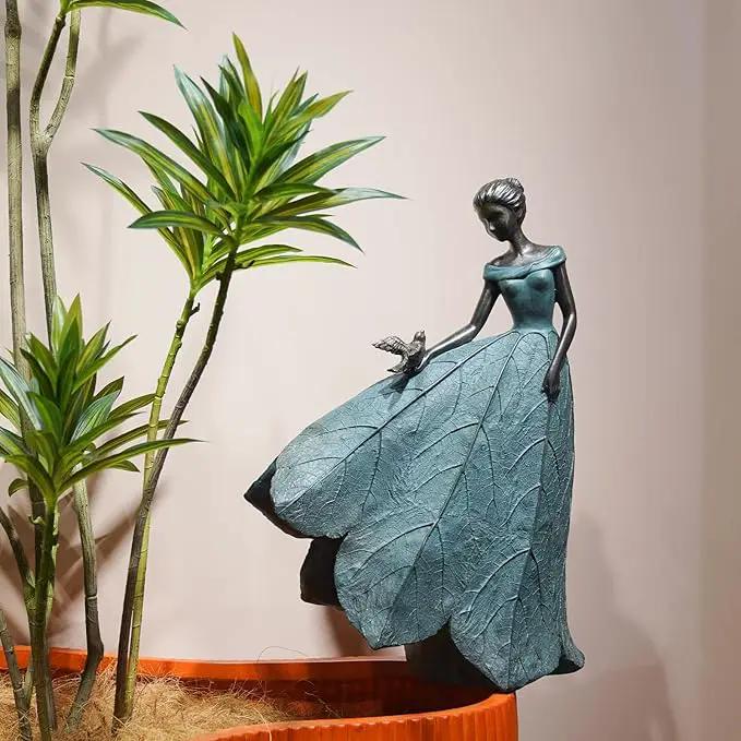 Guichifun Fairy Statue Collection Home Decoration - Leaf Angel Girls Resin Home Decor for Outside or Inside Rustic Garden Outdoor Yard Decorations Figurines Gift 14.25 x 9 x 20.25 Inch by GreenHaven Gardens