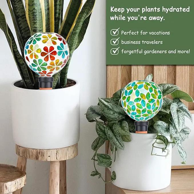 Plant Watering Globes Mosaic Self Watering Stakes 2 Pack Large Self Watering Planter Insert Automatic Watering Device Outdoor Indoor Decoration by GreenHaven Gardens