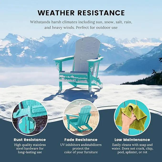 Westin Outdoors Laguna WO Home Outdoor Adirondack Folding Chair Lounger Seat Traditional Retro Home Furniture for Beach, Balcony, Backyard, Lawn, Patio, Pool, Deck, Garden (Turquoise) by GreenHaven Gardens