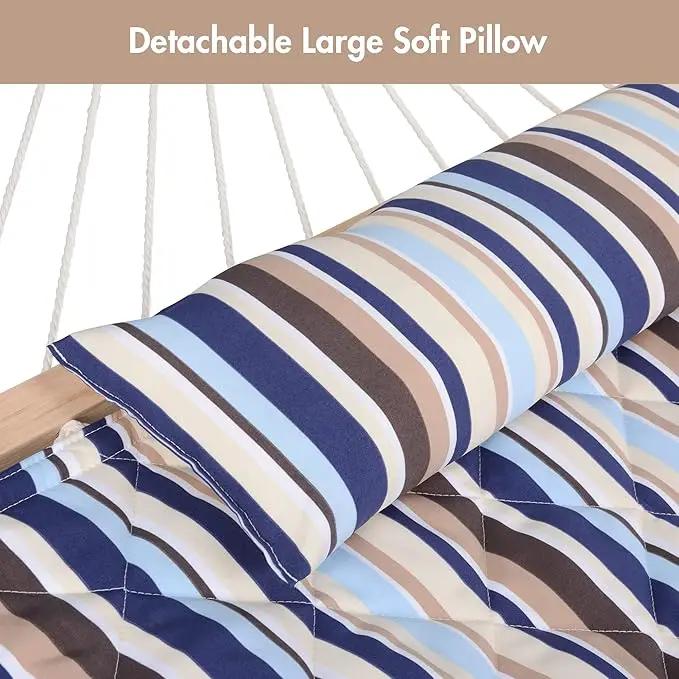 ANOW Outdoor Double Rope Hammock with Pad, Portable Hammock for Patio, Backyard, Beach, 450 LBS Weight Capacity, Blue Seaside by GreenHaven Gardens