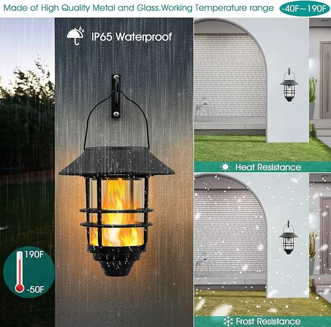 Solar Hanging Lantern Outdoor, Flickering Flames Outdoor Lights,Solar Lights Waterproof for Wall Fence Patio Porch Yard,2 Pack by GreenHaven Gardens