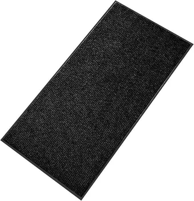 fani Heavy Duty Large Outdoor Indoor Entrance Black Doormat Waterproof Low Profile Entrance Rug Front Door Mat Patio Anti-Skid Rubber Back, 48x120 inch (Black) by GreenHaven Gardens