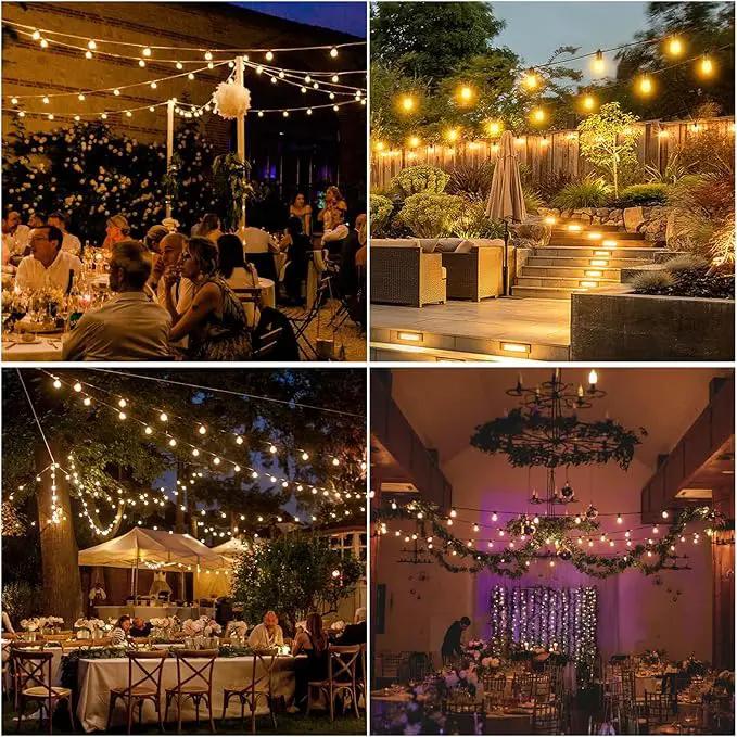 104FT(98+6) Solar String Lights Outdoor Waterproof, Solar Powered Patio Light with 30+2 Dimmable S14 Edison Bulbs Shatterproof & Remote Control, Solar String Lights for Outside Garden Backyard by GreenHaven Gardens
