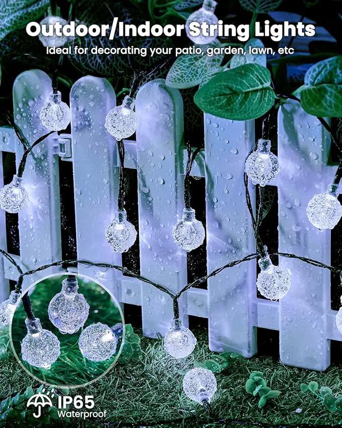 Brightown Solar String Lights Outdoor 60 Led 35.6 Feet 8 Lighting Modes Globe Waterproof Solar Powered Patio Lights for Garden Yard Porch Wedding Party Decor (Pure White) by GreenHaven Gardens