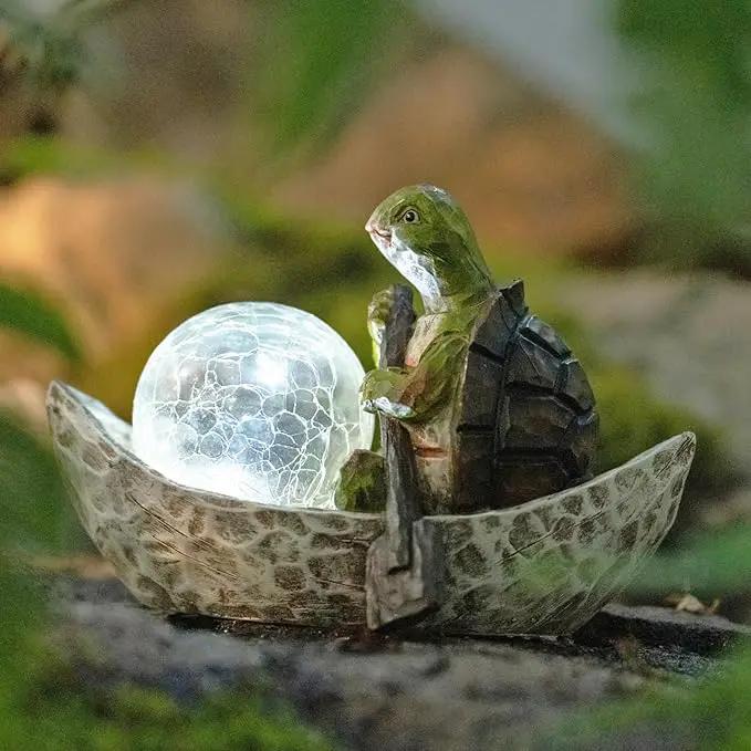 Garden Statue of Turtle,Garden Decor Turtle Figurine,Turtle Outdoor Statue,Solar Turtle Decor for Patio,Balcony,Yard,Lawn Ornament,Perfect Garden Gift by GreenHaven Gardens