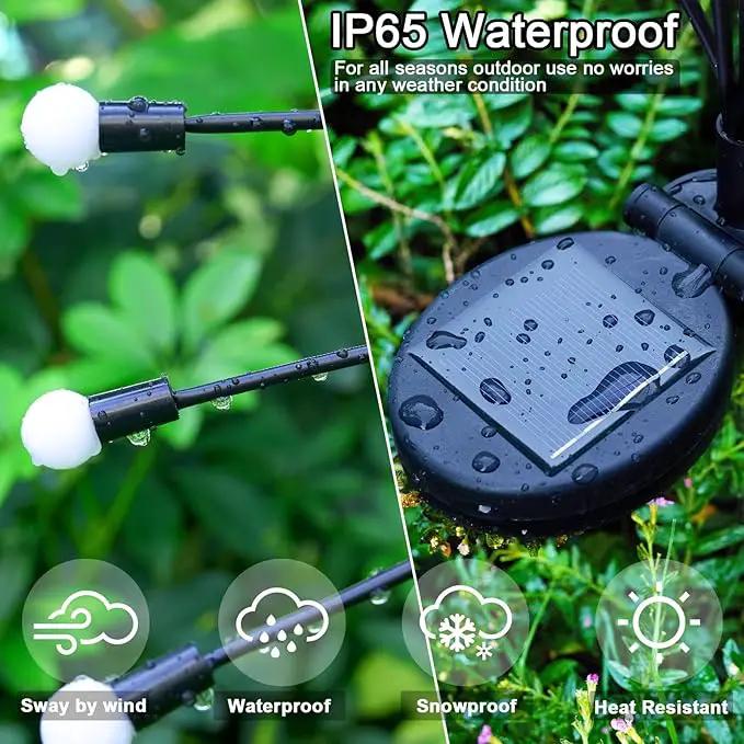 8Pack 64 LED Spring Solar Swaying Lights Outdoor Solar Powered Firefly Lights Garden Decor Waterproof Pathway Light Sway by Wind Landscape Lights Warm Yellow for Pathway Lawn Patio Courtyard Decor by GreenHaven Gardens