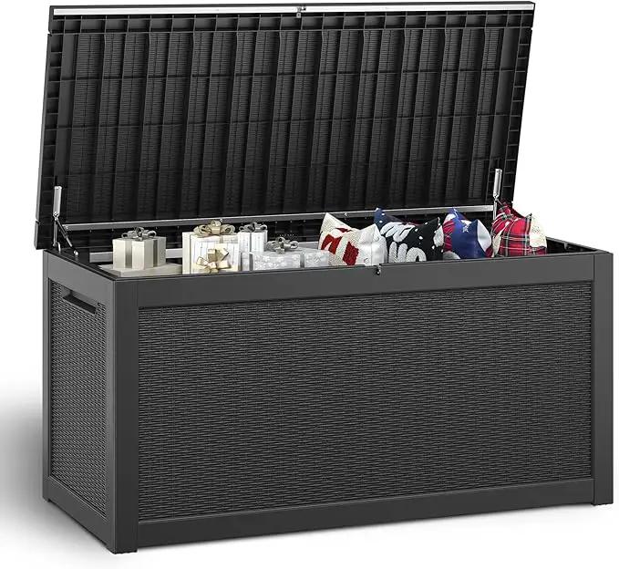 NUNU LAB 260 Gallon Outdoor Storage Box,Resin Large Sturdy Deck Box, Backyard Outside Storage Box Waterproof with Double Wall Panels,Package Delivery Garden Outdoor Hose Bin by GreenHaven Gardens
