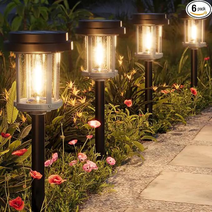 XMCOSY+ Solar Pathway Lights, 20 LM Bright Solar Light Outdoor, Waterproof Seed Glass & Metal Solar Powered Garden Lights, Outside Solar Lights for Yard Lawn Landscape Walkway(Black & Grey) by GreenHaven Gardens