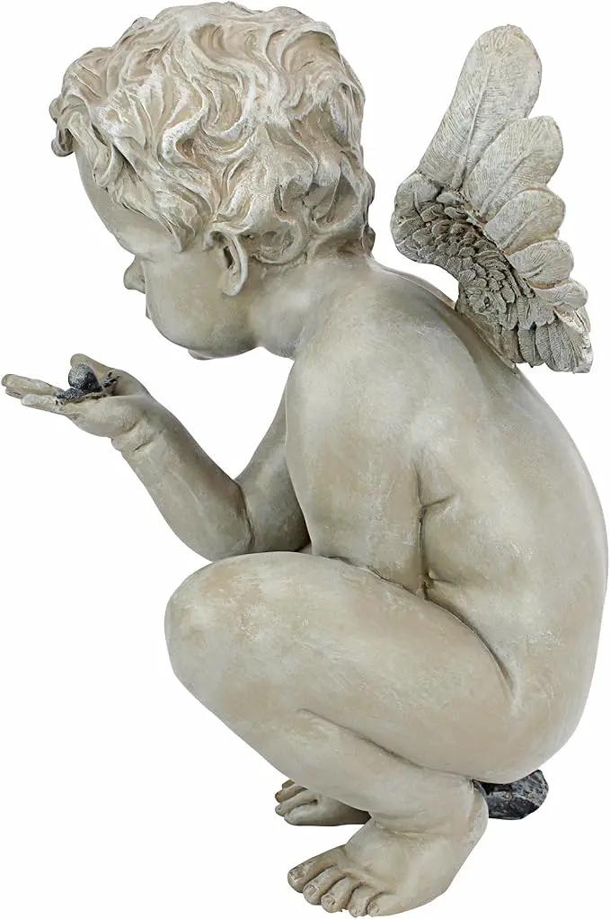 Design Toscano EU4360 Life's Mysteries Cherub Garden Statue, 15 Inch, Antique Stone by GreenHaven Gardens