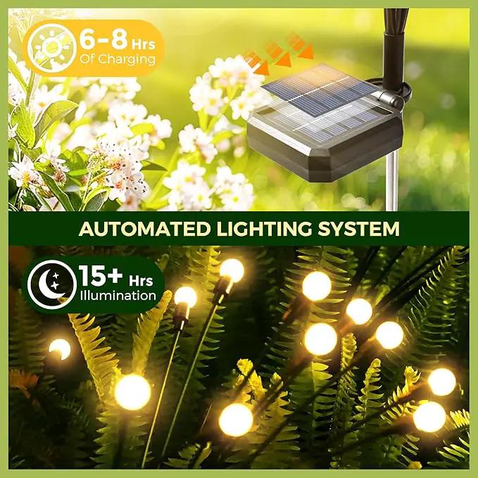 Solar Garden Lights - 80 LED Firefly Lights, Wind Sway, Waterproof for Christmas Yard, Patio, Pathway Decoration (8 Pack) by GreenHaven Gardens
