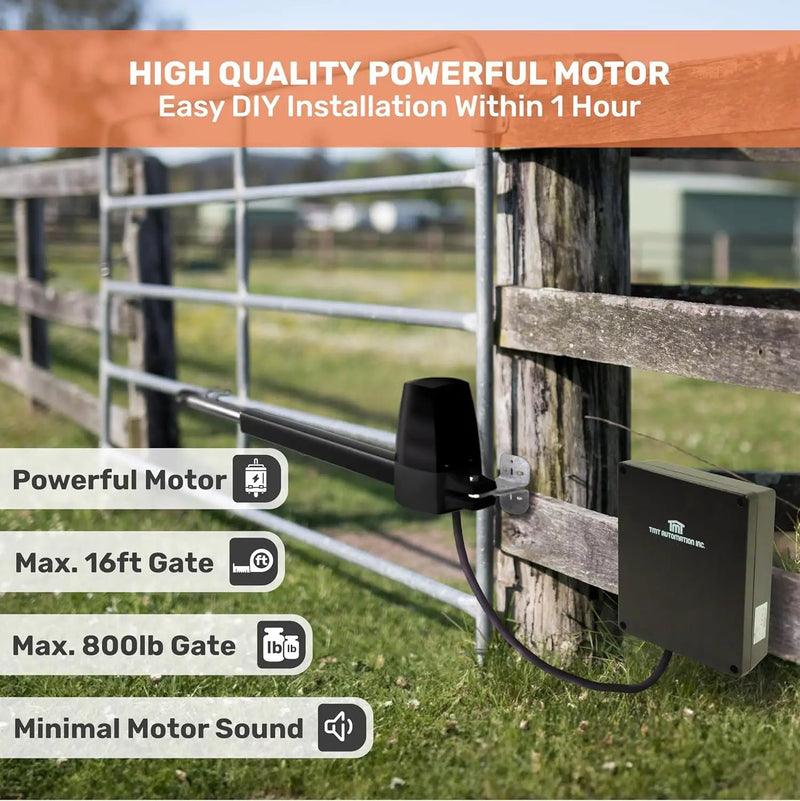 TMT Beagle Dual Automatic Gate Openers Up to 16ft and 800lb Heavy Duty Swing Gate, Gate Opener with Remote Control Kit, Electric Gate Opener for Driveway with Powerful Motor (APP Compatible) by GreenHaven Gardens