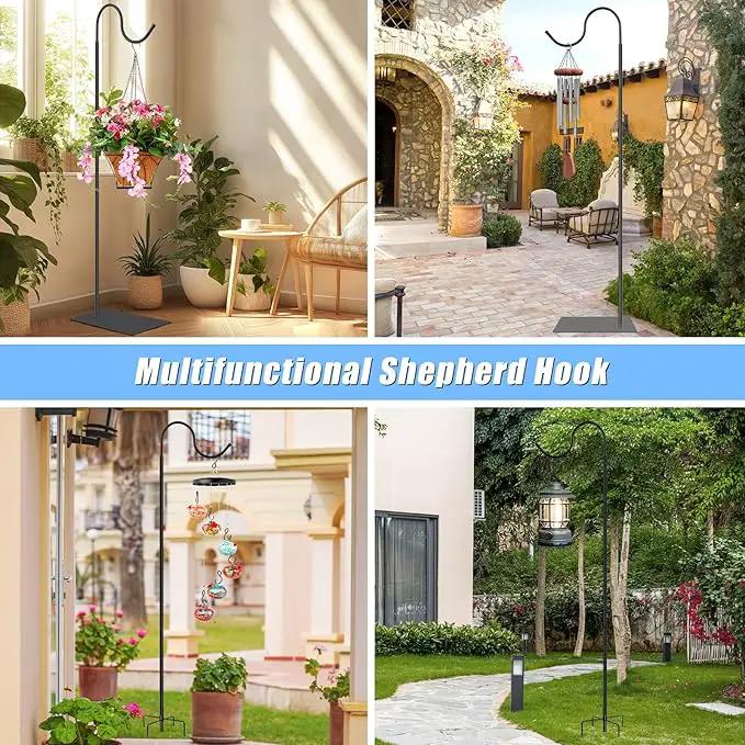 2 in 1 Hummingbird Feeder Stand, Adjustable 20-63 Inch Shepherds Hook for Outdoor Indoor, Wind Chime Stand Bird Feeder Pole with Base, 4 Prongs Base, Water Weight Bag(Wind Chime Not Include) by GreenHaven Gardens