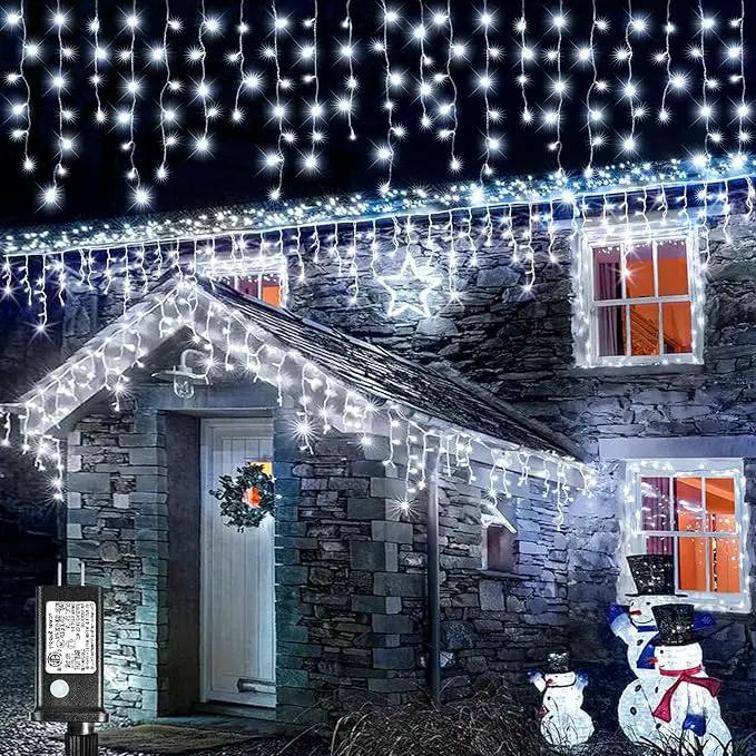 Icicle Christmas Lights, 98FT 1216 LED Icicle Lights for Outside with 228 Drops, 8 Modes Waterproof Twinkle String Lights for House Bedroom Wedding Holiday Decorations, White by GreenHaven Gardens