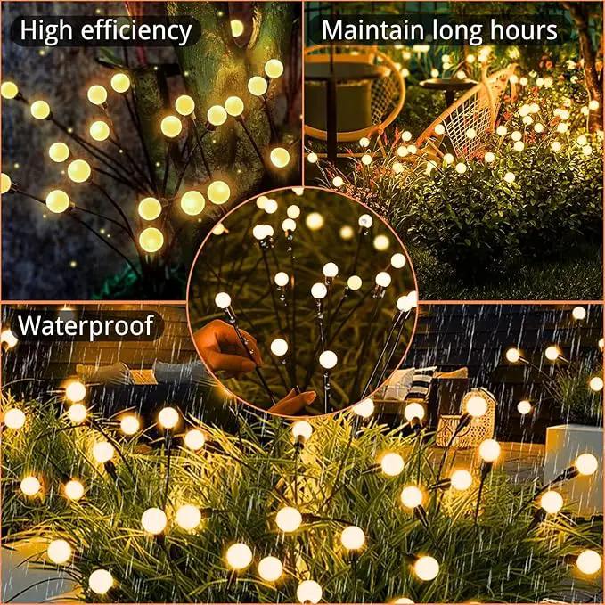 OZS 4Pack Total 32LED Solar Garden Lights -Solar Lights Outdoor, Solar Firefly Lights, Sway by Wind, Solar Fairy Lights Outdoor Waterproof for Patio Pathway Garden Decor(Warm White) by GreenHaven Gardens