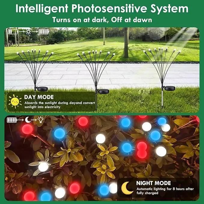 Red White and Blue Solar American Flag Firefly Lights, 8 PK Firefly Light 4th of July Patriotic Solar Outdoor Lights Waterproof, Independence Day Patriotic Decor for Garden Yard Decorations by GreenHaven Gardens