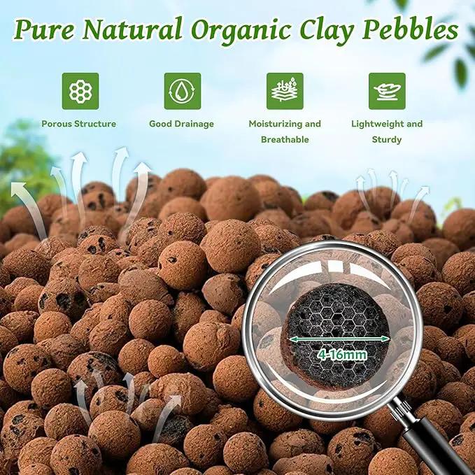 Riare 18 LBS Organic Expanded Clay Pebbles for Plants- 4mm-16mm Natural Leca Balls Lightweight Hydroponic Clay Pebbles Aggregate for Indoor Plants, Hydroponic Growing, Plants Drainage, Aquaponics by GreenHaven Gardens