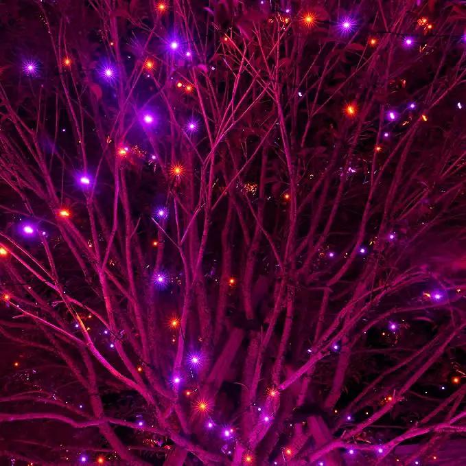 DAZZLE BRIGHT Halloween 300 LED String Lights, 100FT String Lights with 8 Lighting Modes, Halloween Decorations for Party Carnival Supplies, Outdoor Yard Garden Decor (Purple & Orange) by GreenHaven Gardens