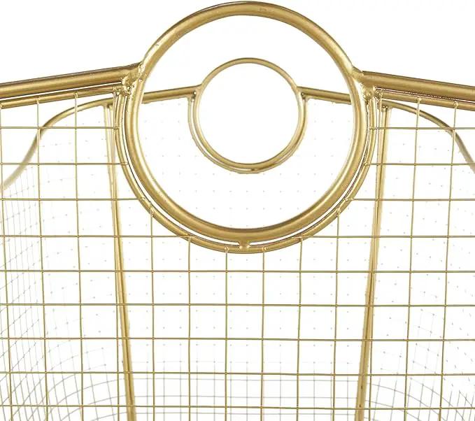 Deco 79 Metal Decorative and Functional Storage Basket Deep Basket Organizer with Round Handles, Basket for Storage 20" x 18" x 19", Gold by GreenHaven Gardens